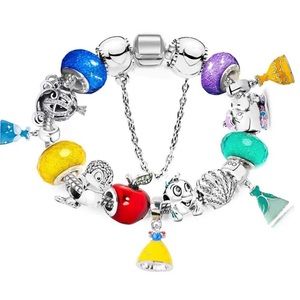 NEW Sterling Silver Disney Princess Snow White Charm Bracelet